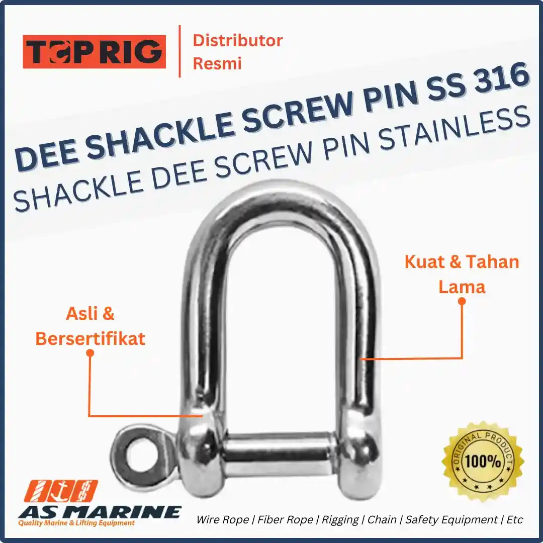 dee shackle screw pin toprig ss 316